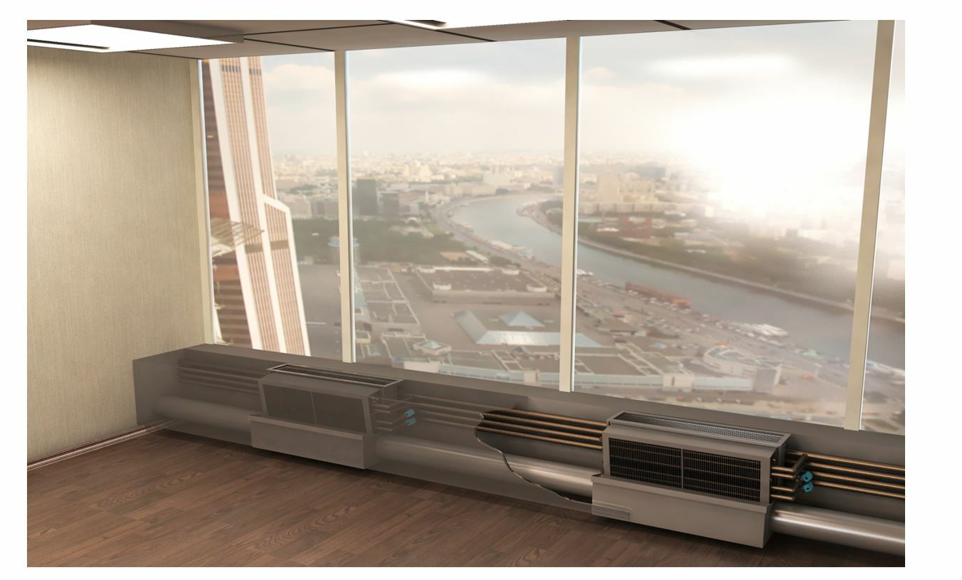 Фасадная прокладка коммуникаций совместно с подоконным эжекционным доводчиком фасадные эжекционные доводчики АВАНТ